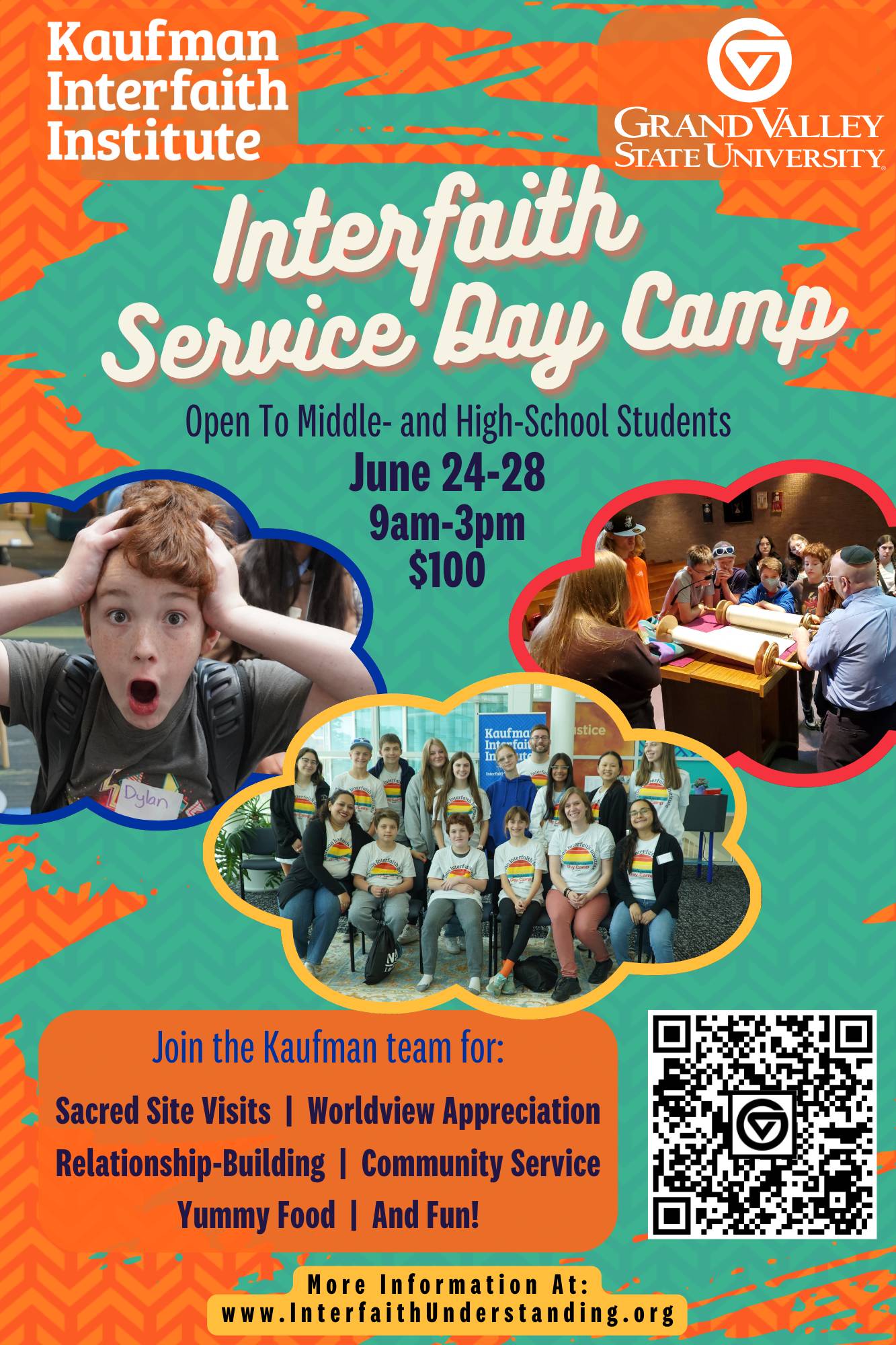 Interfaith Service Day Camp Flyer. Camps happen from June24-28. Click for registration details.